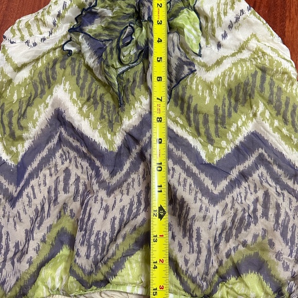Hale Bob 100% Silk Halter Top Blouse Cropped Chevron Ikat Green XS - Picture 6 of 8